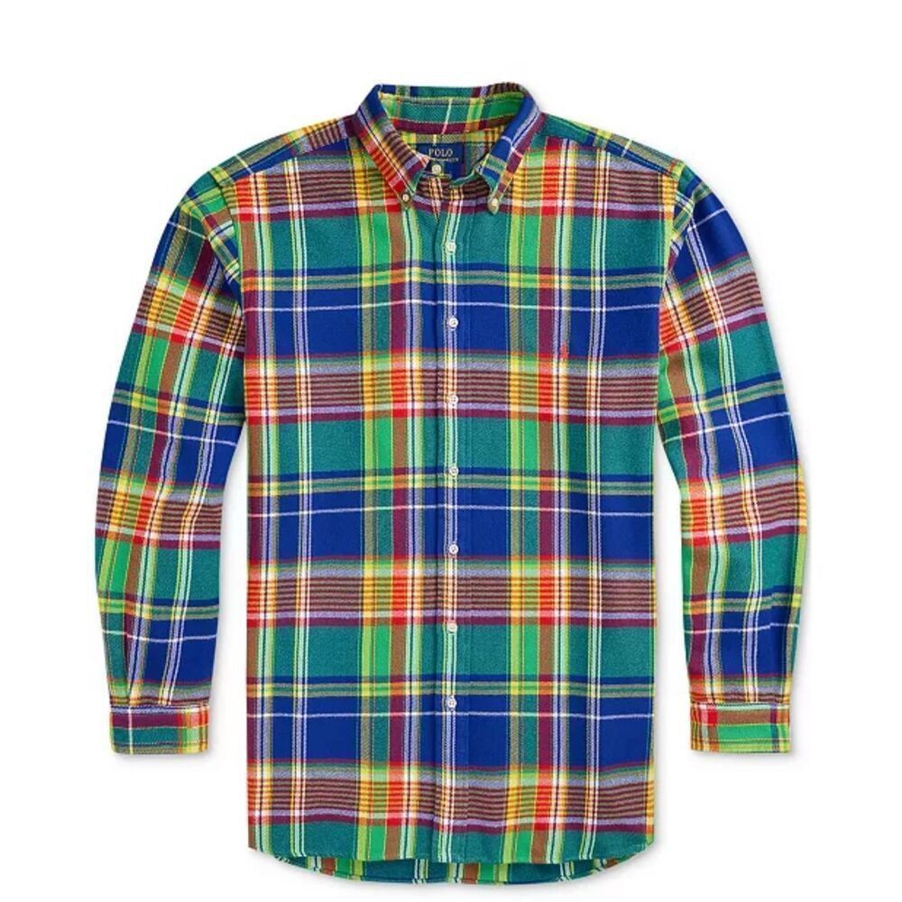 Polo Ralph Lauren Nwt Big & Tall Plaid Brushed Flannel Shirt Green/Blue Xlt